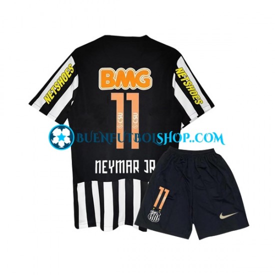 Camiseta de Fútbol Santos Neymar JR 11 Retro 2011-2012 Segunda Equipación Manga Corta Niño