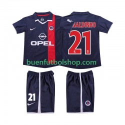Camiseta de Fútbol AC Milan RONALDINHO 21 Retro 2001 2002 Primera Equipación Manga Corta Niño