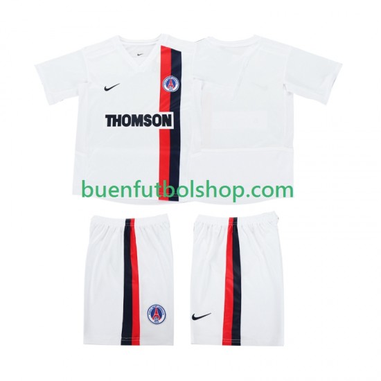 Camiseta de Fútbol AC Milan Retro 2002 2003 Segunda Equipación Manga Corta Niño