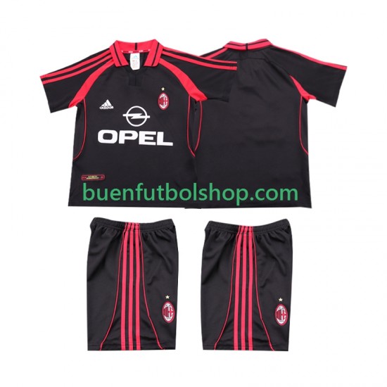 Camiseta de Fútbol AC Milan Retro 2000 2001 Tercera Equipación Manga Corta Niño