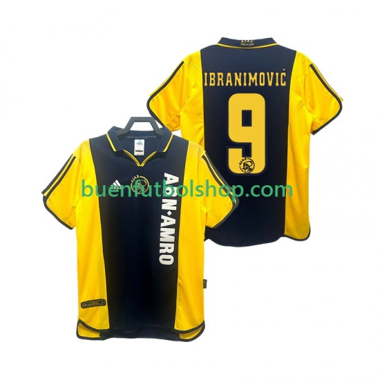 Camiseta de Fútbol AFC Ajax IBRANIMOVIC 9 Retro 2000 2001 Segunda Equipación Manga Corta Hombre