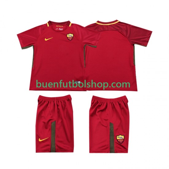 Camiseta de Fútbol AS Roma Retro 2017-2018 Primera Equipación Manga Corta Niño