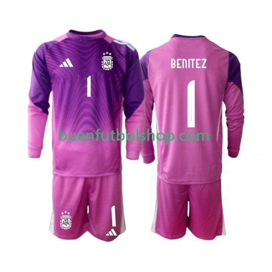 Camiseta de Fútbol Argentina Portero Walter Daniel Benitez 1 2025 Primera Equipación Manga Larga Niño