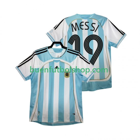 Camiseta de Fútbol Argentina MESSI 19 Retro 2006 Primera Equipación Manga Corta Hombre