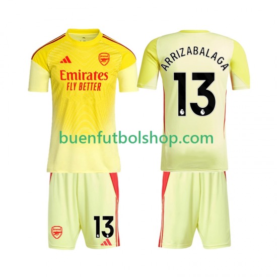 Camiseta de Fútbol Arsenal Portero Kepa Arrizabalaga 13 2025-2026 Primera Equipación Manga Corta Niño