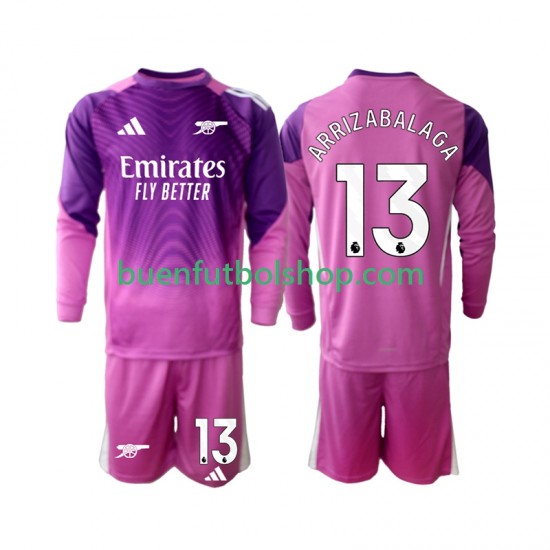 Camiseta de Fútbol Arsenal Portero Kepa Arrizabalaga 13 2025-2026 Tercera Equipación Manga Larga Niño