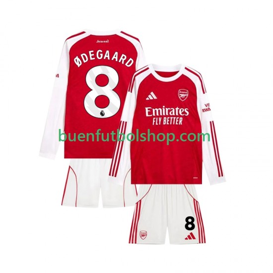 Camiseta de Fútbol Arsenal Martin Odegaard 8 2025-2026 Primera Equipación Manga Larga Niño