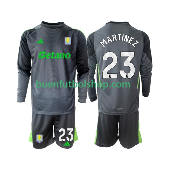 Camiseta de Fútbol Aston Villa Portero Emiliano Martinez 23 2025-2026 Primera Equipación Manga Larga Niño