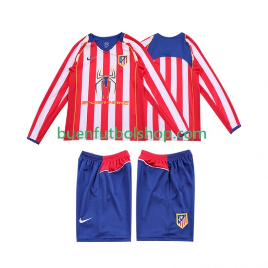 Camiseta de Fútbol Atlético Madrid Retro 2004 2005 Primera Equipación Manga Larga Niño Camiseta de Fútbol Atlético Madrid Retro 2004 2005 Primera Equipación Manga Larga Niño