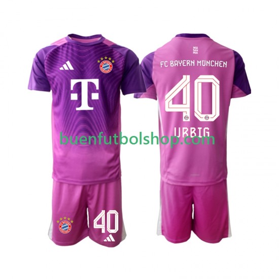 Camiseta de Fútbol Bayern de Múnich Portero Jonas Urbig 40 2025-2026 Cuarta Equipación Manga Corta Niño