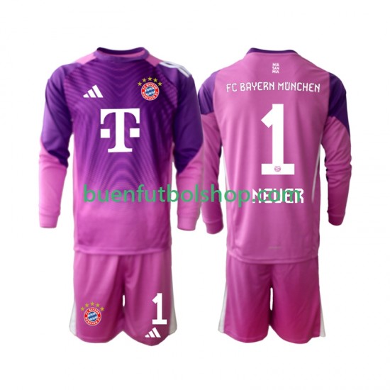 Camiseta de Fútbol Bayern de Múnich Portero Manuel Neuer 1 2025-2026 Cuarta Equipación Manga Larga Niño