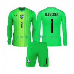 Camiseta de Fútbol Brasil Portero Alisson Becker 1 2026 Primera Equipación Manga Larga Niño Camiseta de Fútbol Brasil Portero Alisson Becker 1 2026 Primera Equipación Manga Larga Niño