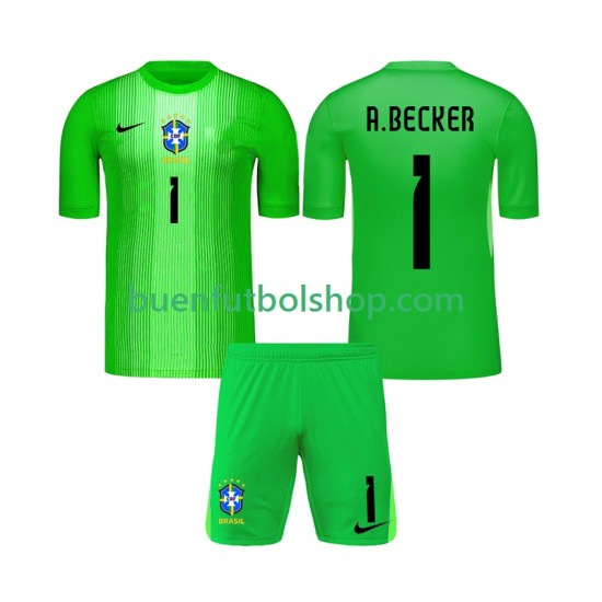 Camiseta de Fútbol Brasil Portero Alisson Becker 1 2026 Primera Equipación Manga Corta Niño