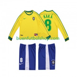 Camiseta de Fútbol Brasil KAKA 8 Retro 1998 Primera Equipación Manga Larga Niño Camiseta de Fútbol Brasil KAKA 8 Retro 1998 Primera Equipación Manga Larga Niño
