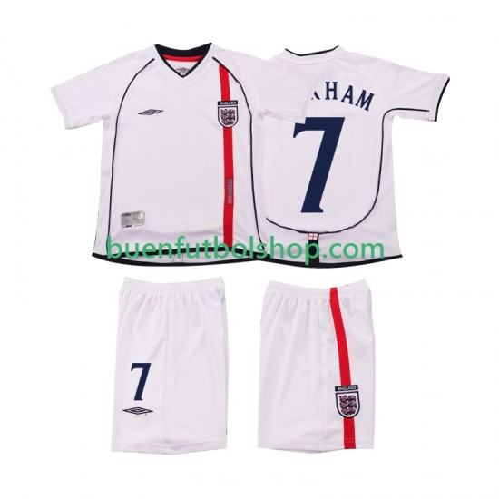 Camiseta de Fútbol Inglaterra BECKHAM 7 Retro 2002 Primera Equipación Manga Corta Niño Camiseta de Fútbol Inglaterra BECKHAM 7 Retro 2002 Primera Equipación Manga Corta Niño