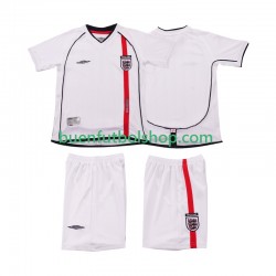 Camiseta de Fútbol Inglaterra Retro 2002 Primera Equipación Manga Corta Niño
