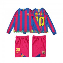 Camiseta de Fútbol FC Barcelona Lionel Messi 10 Retro 2005 2006 Primera Equipación Manga Larga Niño