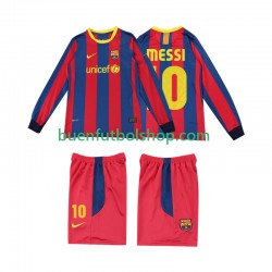 Camiseta de Fútbol FC Barcelona Lionel Messi 10 Retro 2010 2011 Primera Equipación Manga Larga Niño