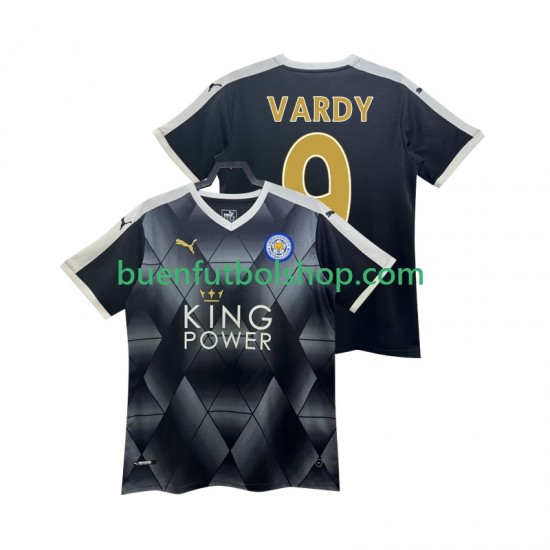 Camiseta de Fútbol Leicester City VARDY 9 Retro 2014 2015 Segunda Equipación Manga Corta Hombre
