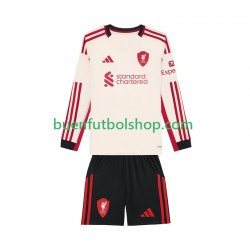 Camiseta de Fútbol Liverpool 2025-2026 Segunda Equipación Manga Larga Niño
