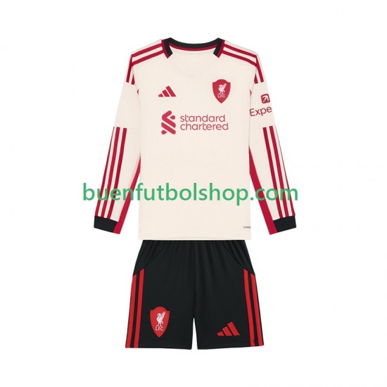 Camiseta de Fútbol Liverpool 2025-2026 Segunda Equipación Manga Larga Niño
