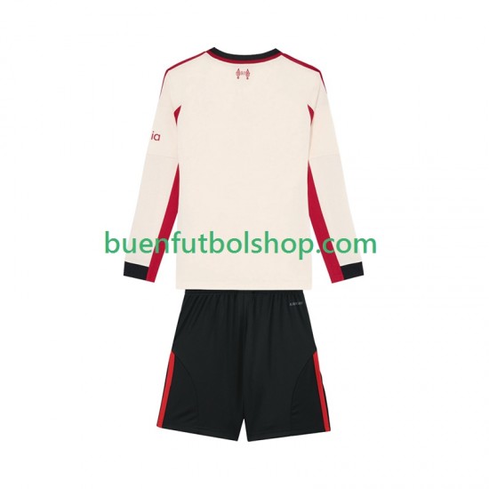 Camiseta de Fútbol Liverpool 2025-2026 Segunda Equipación Manga Larga Niño
