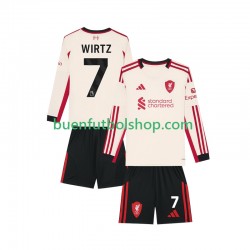 Camiseta de Fútbol Liverpool Florian Wirtz 7 2025-2026 Segunda Equipación Manga Larga Niño Camiseta de Fútbol Liverpool Florian Wirtz 7 2025-2026 Segunda Equipación Manga Larga Niño