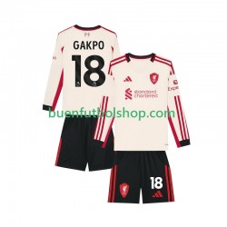 Camiseta de Fútbol Liverpool Gakpo 18 2025-2026 Segunda Equipación Manga Larga Niño Camiseta de Fútbol Liverpool Gakpo 18 2025-2026 Segunda Equipación Manga Larga Niño