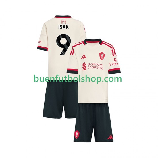 Camiseta de Fútbol Liverpool ISAK 9 2025-2026 Segunda Equipación Manga Corta Niño Camiseta de Fútbol Liverpool ISAK 9 2025-2026 Segunda Equipación Manga Corta Niño
