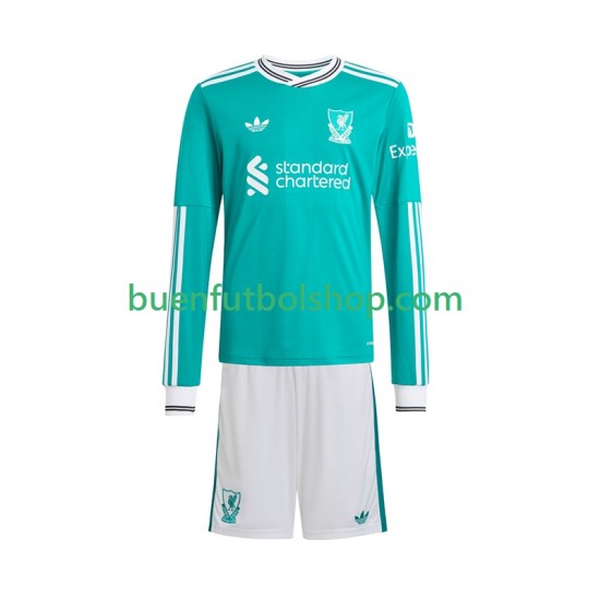 Camiseta de Fútbol Liverpool 2025-2026 Tercera Equipación Manga Larga Niño