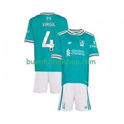 Camiseta de Fútbol Liverpool Virgil van Dijk 4 2025-2026 Tercera Equipación Manga Corta Niño