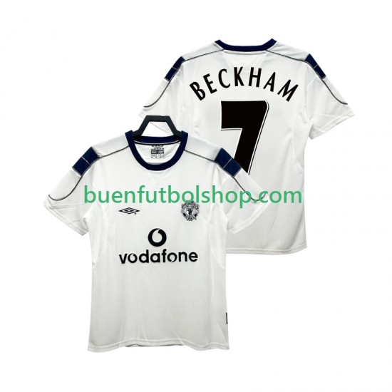 Camiseta de Fútbol Manchester United BECKHAM 7 Retro 2000 2001 Segunda Equipación Manga Corta Hombre