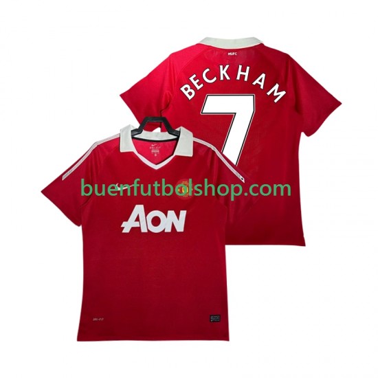 Camiseta de Fútbol Manchester United BECKHAM 7 Retro 2010 2011 Primera Equipación Manga Corta Hombre