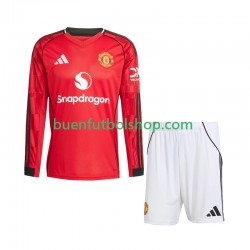 Camiseta de Fútbol Manchester United 2025-2026 Primera Equipación Manga Larga Niño