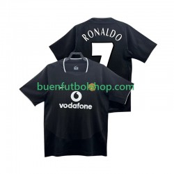 Camiseta de Fútbol Manchester United RONALDO 7 Retro 2002 2004 Segunda Equipación Manga Corta Hombre