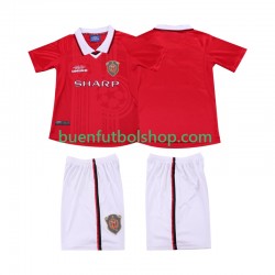 Camiseta de Fútbol Manchester United Retro 1999 2000 Primera Equipación Manga Corta Niño