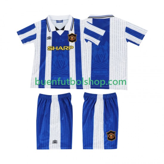 Camiseta de Fútbol Manchester United Retro 1994 1996 Tercera Equipación Manga Corta Niño
