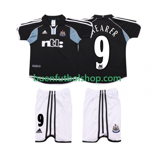 Camiseta de Fútbol Newcastle United SHEARER 9 Retro 2000 2001 Segunda Equipación Manga Corta Niño