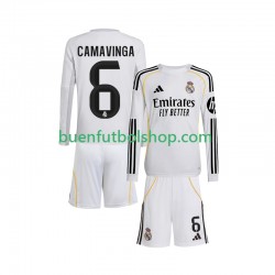 Camiseta de Fútbol Real Madrid Camavinga 6 2025-2026 Primera Equipación Manga Larga Niño Camiseta de Fútbol Real Madrid Camavinga 6 2025-2026 Primera Equipación Manga Larga Niño