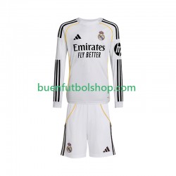 Camiseta de Fútbol Real Madrid 2025-2026 Primera Equipación Manga Larga Niño