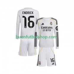 Camiseta de Fútbol Real Madrid Endrick 16 2025-2026 Primera Equipación Manga Larga Niño Camiseta de Fútbol Real Madrid Endrick 16 2025-2026 Primera Equipación Manga Larga Niño