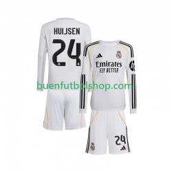 Camiseta de Fútbol Real Madrid Huijsen 24 2025-2026 Primera Equipación Manga Larga Niño
