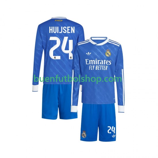 Camiseta de Fútbol Real Madrid Huijsen 24 2025-2026 Tercera Equipación Manga Larga Niño