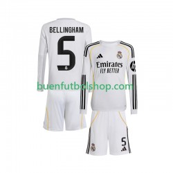 Camiseta de Fútbol Real Madrid Jude Bellingham 5 2025-2026 Primera Equipación Manga Larga Niño