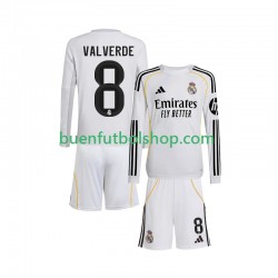 Camiseta de Fútbol Real Madrid Valverde 8 2025-2026 Primera Equipación Manga Larga Niño
