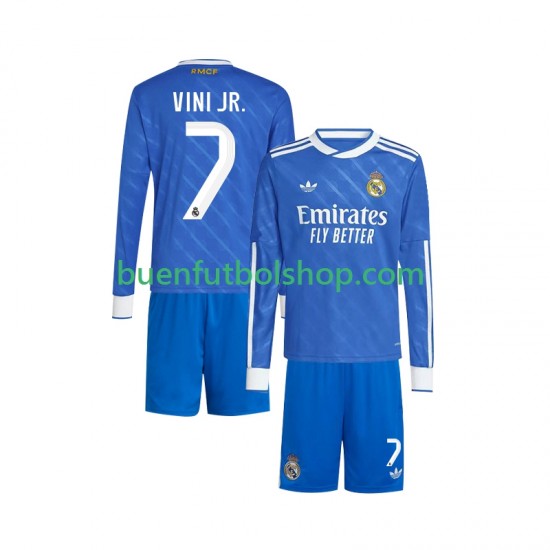 Camiseta de Fútbol Real Madrid Vinicius Junior 7 2025-2026 Tercera Equipación Manga Larga Niño