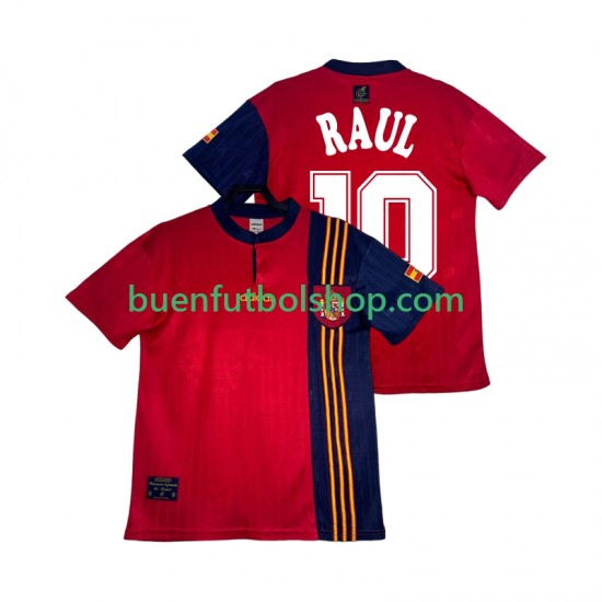 Camiseta de Fútbol España RAUL 10 Retro 1996 Primera Equipación Manga Corta Hombre
