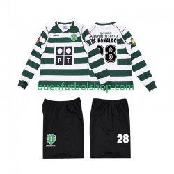 Camiseta de Fútbol Sporting CP Cristiano Ronaldo 28 Retro 2001 2003 Primera Equipación Manga Larga Niño Camiseta de Fútbol Sporting CP Cristiano Ronaldo 28 Retro 2001 2003 Primera Equipación Manga Larga Niño