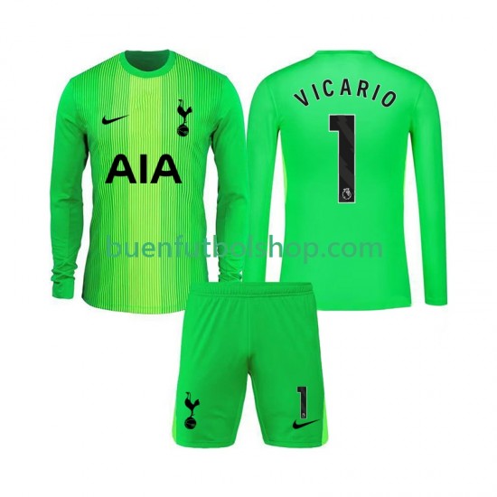 Camiseta de Fútbol Tottenham Hotspur Portero Guglielmo Vicario 1 2025-2026 Primera Equipación Manga Larga Niño