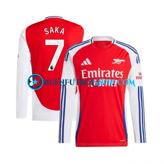 Camiseta de Fútbol Arsenal Bukayo Saka 7 2024-2025 Primera Equipación Rojo Manga Larga Hombre